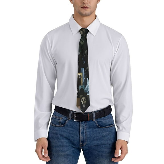 Ghostface Blanket Men's Necktie Fashion Cool Printed Novelty Suit Neck Ties for Party Work Casual Holiday