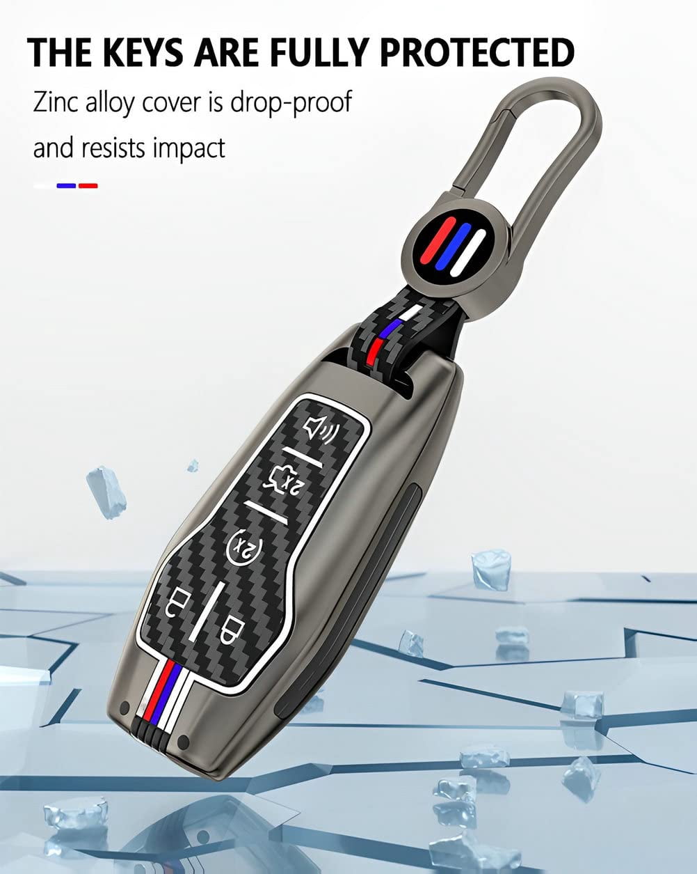 for Ford Key Fob Cover Case, Metal Shell Car Smart Key Holder keychain Compatible for Explorer Mustang F150 Edge Fusion Lincoln MKZ MKC
