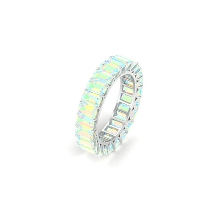 Ethiopian Opal Full Eternity Ring, 8.50 CT Ethiopian Opal Ring, October Birthstone Ring, Ethiopian Ring in Solid Gold, White Gold, Size:US 13.00