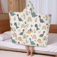 thumbnail image 5 of Beige Dinosaurs Rainbows Flowers Pattern Hooded Bath Towel，50"x30" for Ages 3 To 12 Kids, Quick Dry Lightweight Soft Microfiber Hood Beach Towel Cover Up for Kids, 5 of 7