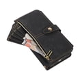 thumbnail image 5 of Wallet Case for iPhone 14 with Zipper Pouch,Magnetic PU Leather Flip Folio Stand Card Slot with Hand Strap and Cross Body Strap Case Cover for iPhone 14, Black, 5 of 7