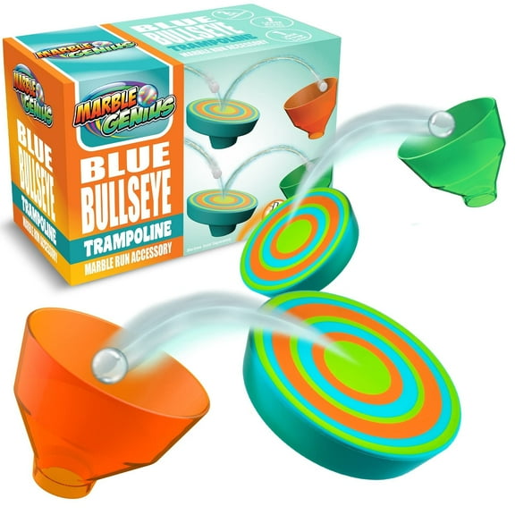 Marble Genius Stunts Trampoline Set: Includes 2 New Patented Trampolines and 2 Catch Buckets, Compatible with Other Marble Genius Products, Includes Online App, for Ages 5 and Above, Blue Bullseye