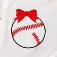 thumbnail image 4 of Zaveiop Newborn Baby Girl Baseball Outfit Cute Baseball Bow Romper Flare Pants Headband Set 3Pcs Infant Summer Clothes (0-3 Months, White), 4 of 7
