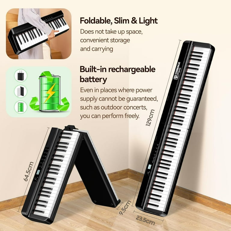 Terence 88-Key Full-Size Weighted Folding Digital Piano Keyboard