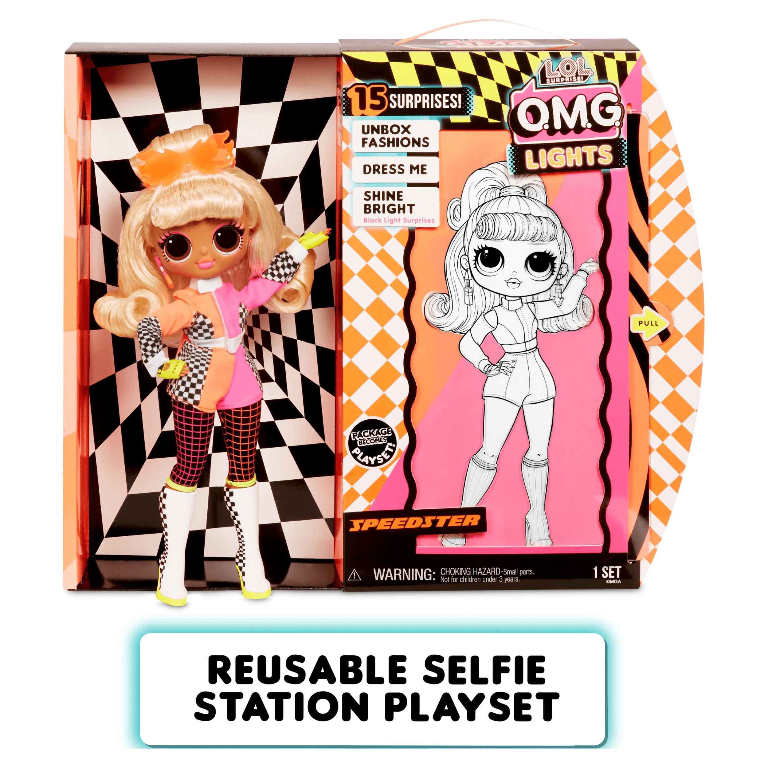 L.O.L. Surprise! O.M.G. Lights Speedster Fashion Doll with 15 Surprises