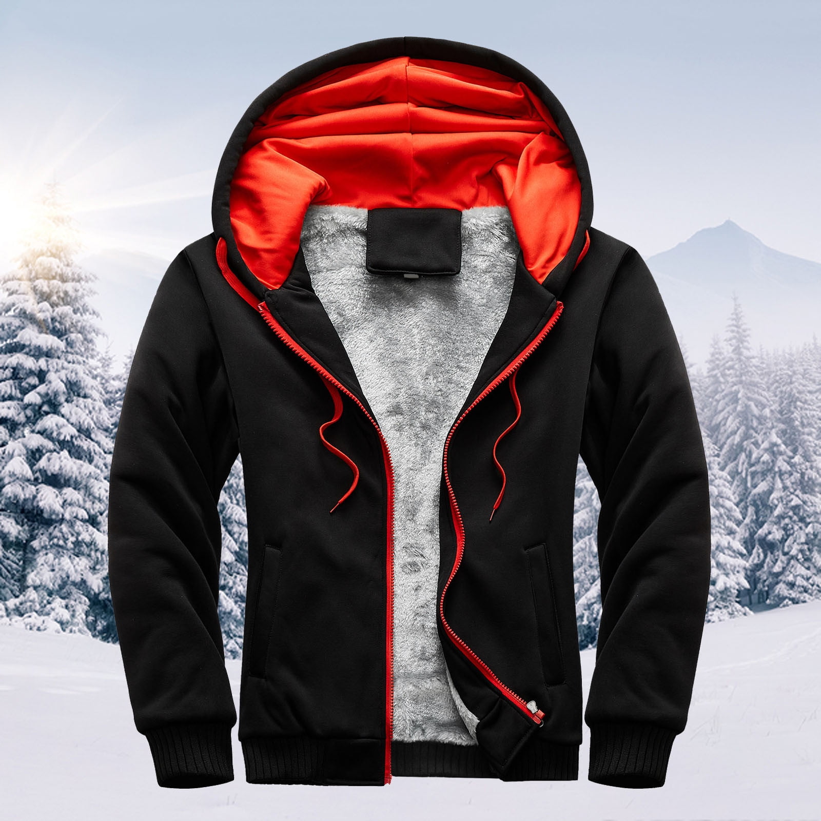 jovati Mens Sweater Jacket Mens Hoodie Winter Warm Villus Zipper Sweater Jacket Outwear Coat