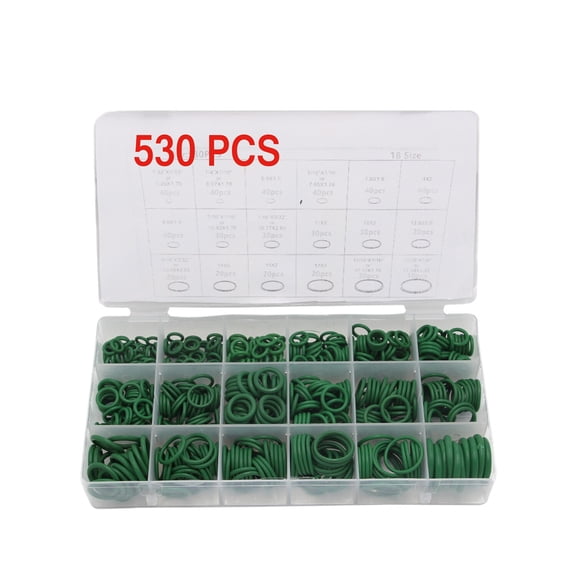 530PCS Green HNBR O-Rings Assortment Kit for A/C Compressor 18 Sizes US
