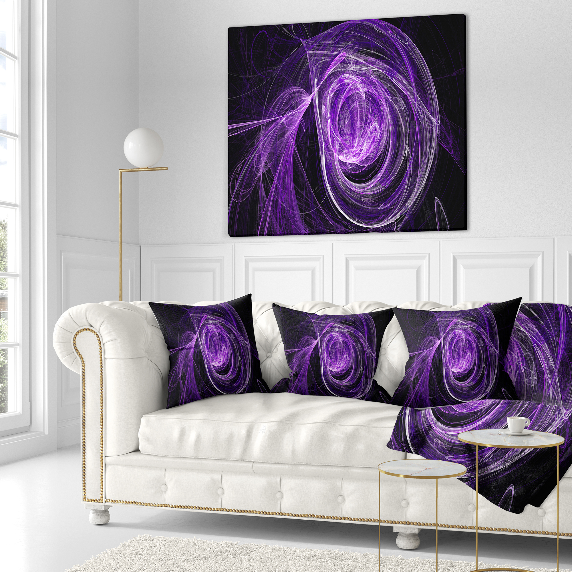 Designart Purple Ball of Yarn - Abstract Throw Pillow - 18x18