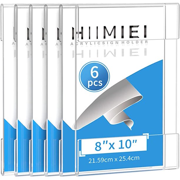 8x10 Acrylic Wall Sign Holder with 3M Tape, Clear Plastic Plexiglass