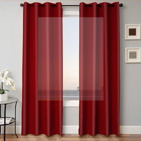 1 Panel Mira Solid Burgundy Semi Sheer Window Faux Silk Antique