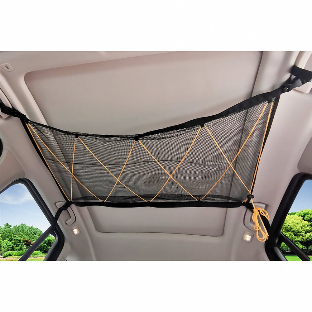 Car Ceiling Storage Net Pocket with Drawstring Sundries Storage Bag Car Good Decor Car Decoration Net for Most Vehicles Universal Car Cargo Net