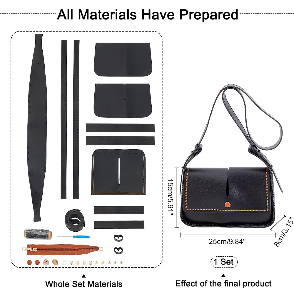 31pcs DIY Leather bag Sewing Kit PU Leather Knitting Crochet bag Making Materials Leather Pattern Craft Purse Sewing Supplies Handbag Purse Stitching Tool set