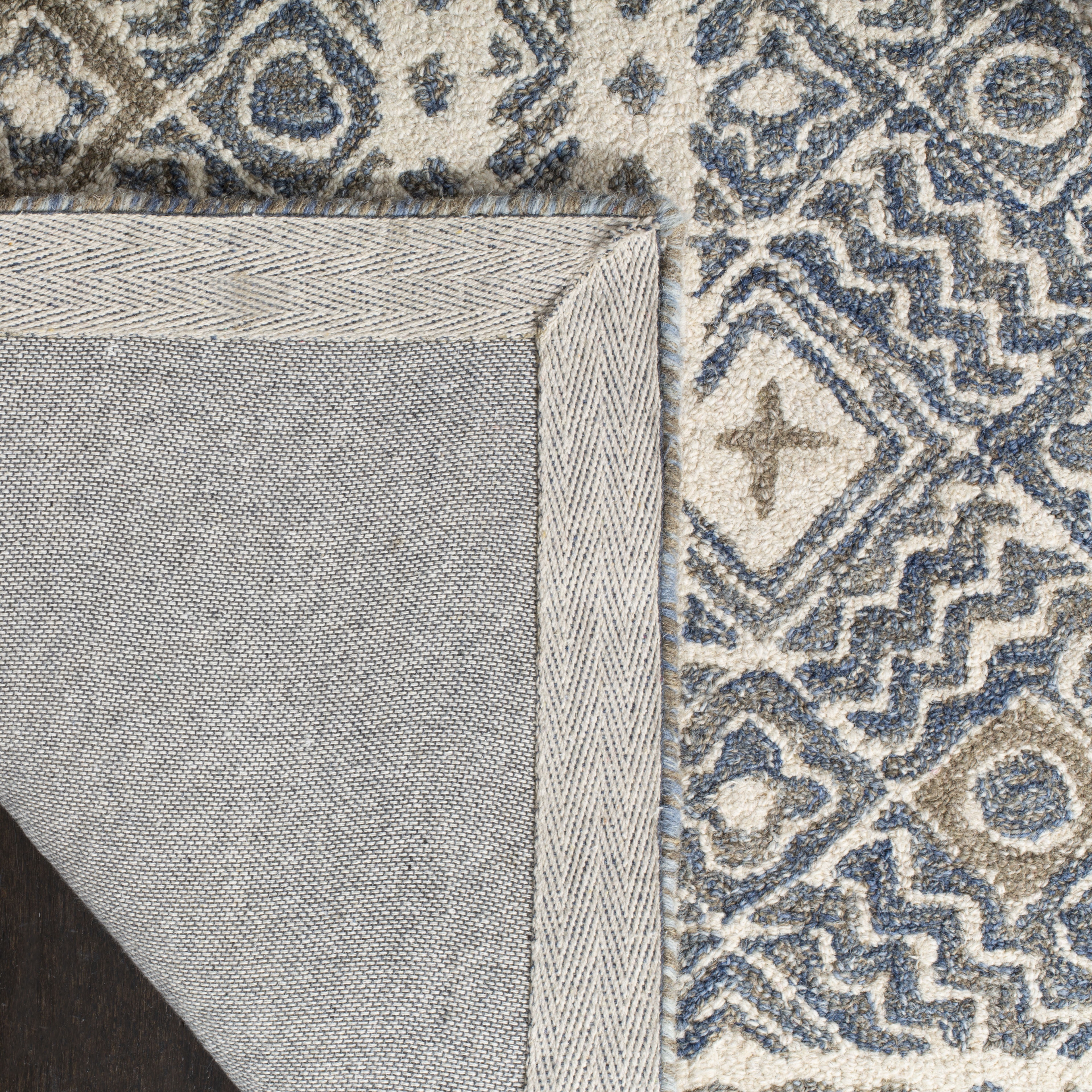 SAFAVIEH Micro-Loop Aditya Geometric Area Rug, Blue/Ivory, 2' x 3'