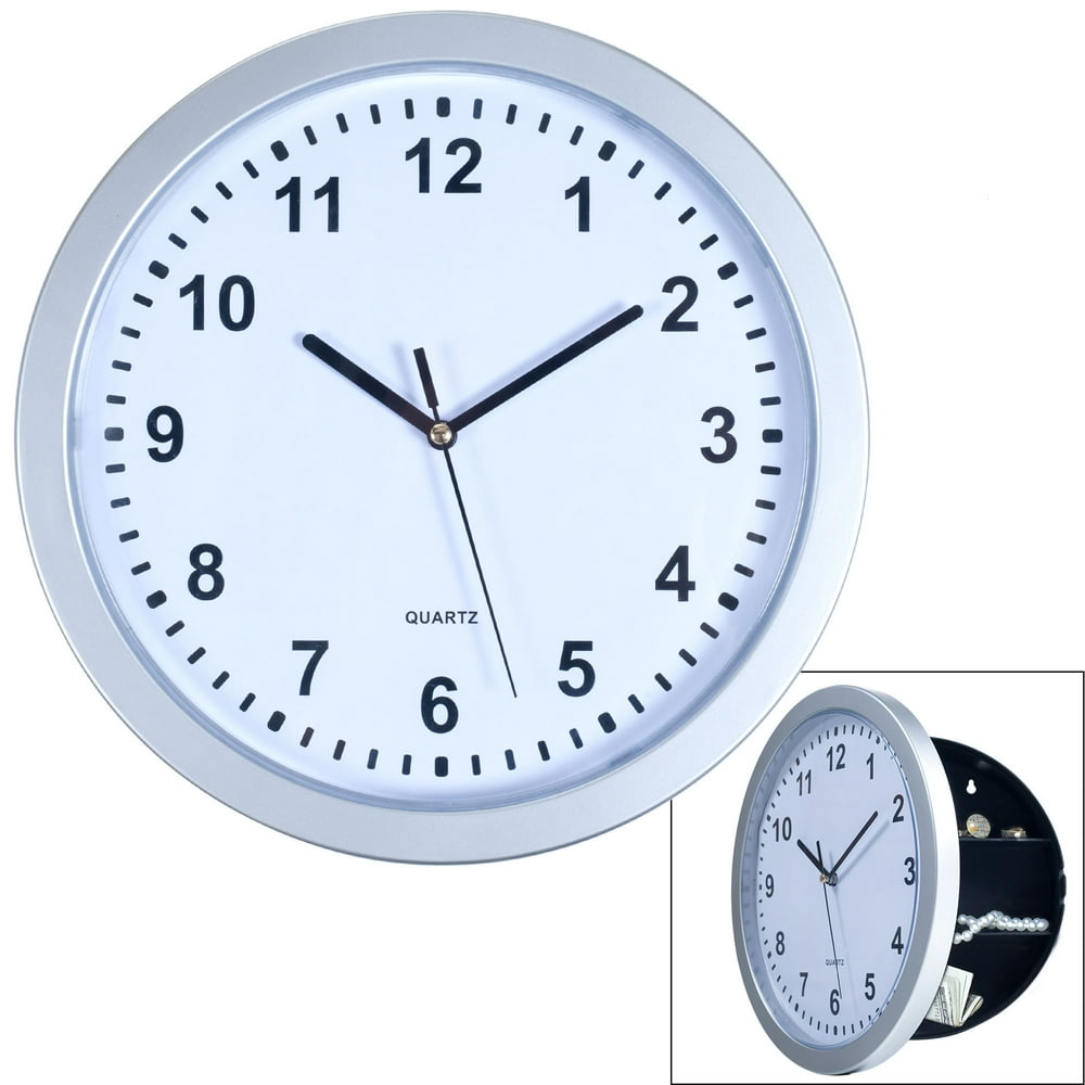 Silver Wall Clock with Hidden Safe 10 inches by 10 inches Walmart
