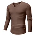 thumbnail image 6 of Lumtrix Men'S Long Sleeve Muscle T Shirts Casual V-Neck Slim Fit Longline Ribbed Knit Shirts Stretch Tee Shirts Brown M, 6 of 8