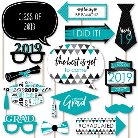 Teal Grad - Best is Yet to Come - Turquoise 2019 Graduation Party Photo Booth Props Kit - 20