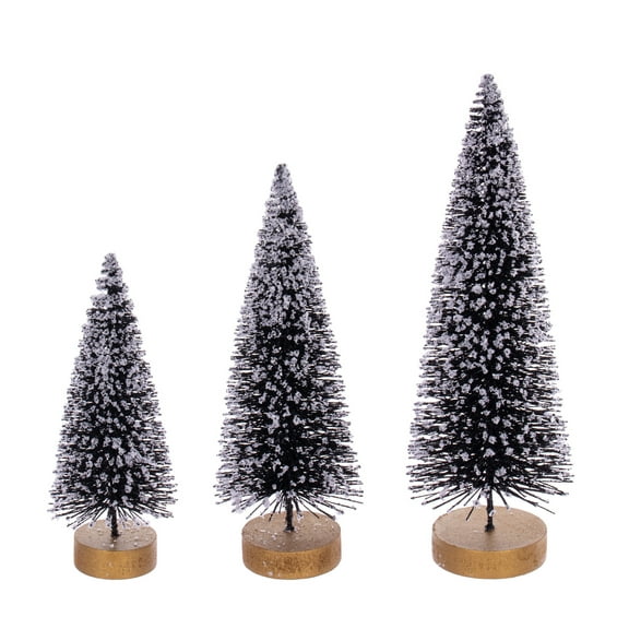 Vickerman 8"-10"-12" Black Sisal Bottle Brush Tree Set, Set of 3