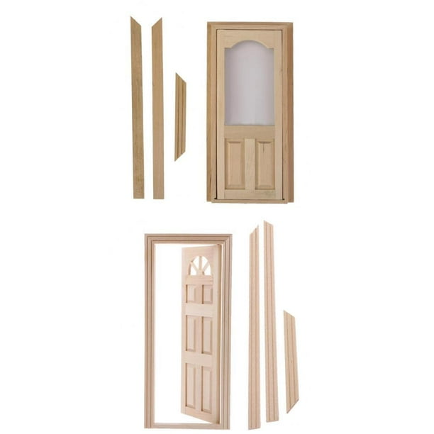 2 Unids 1/12 Arched Panel Puertas Interiores Y Semiarc Puerta Casa Accesorios En Mini Accesorio