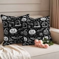 thumbnail image 2 of Black Pumpkin Halloween Outdoor Waterproof Pillow Covers, Retro Art Web Gravestone Animals Decorative Square Throw Pillowcase Sofa Cushion Sham for Patio/Couch/Chair, 16"x16" 2 Pack, 2 of 8