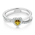 thumbnail image 2 of Gem Stone King 0.51 Ct Heart Shape Yellow Citrine 925 Sterling Silver Ring (Size 9), 2 of 4
