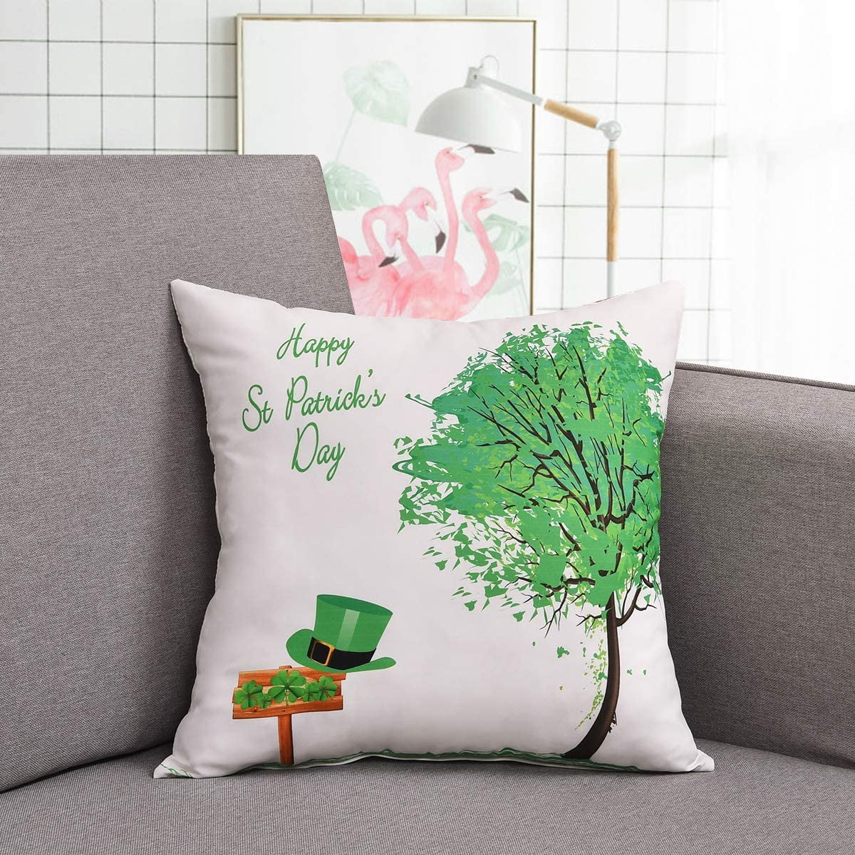 Patrick Day Green Throw Pillow Cushion Cover Set of 4 18 x 18 inches 45 x 45 cm Phantoscope Happy St