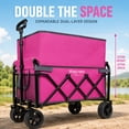 thumbnail image 7 of Upgraded Folding Wagon with 5x2" Wide All-Terrain Wheels, Expandable Dual-Layer Utility Wagon with 220lbs Capacity, Lightweight Collapsible Garden Cart for Camping, Shopping, Sports and Fishing,, 7 of 7