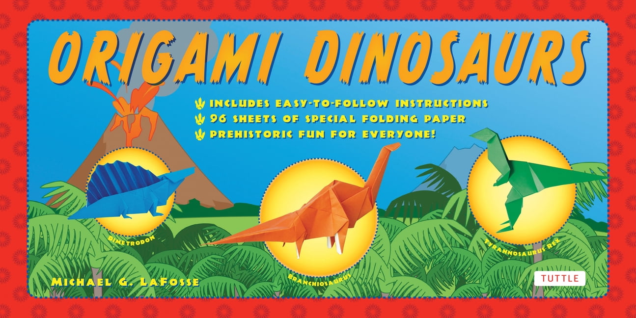 Origami Dinosaurs Kit Includes 2 Origami Books, 20 Fun Projects and