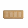 thumbnail image 5 of 64" Wave Shape TV Stand Boho Modern - Natural Wood Grain Rattan Cabinet, Press-Spring Doors & Cord Management, Multi-Functional Storage Sideboard`, 5 of 9
