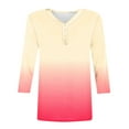 thumbnail image 7 of Fashion 3/4 Sleeve Summer Tops for Womens 2024 Plus Size Spring And Summer Gradient Printed Top Collar Button Sexy Shirt 3/4 Sleeve Long Sleeve V Neck Top/Shirt, 7 of 7