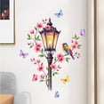 thumbnail image 4 of Vintage Street Lamp Wall Decals With Painted Flowers, Branch Birds And Butterflies - Waterproof Removable Peel And Stick Wall Decor For Living Room, Bedroom, Hallway,Home Interior, 4 of 7