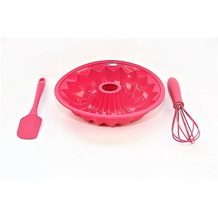 Smart Home Silicone Bundt Pan with Whisk and Spatula in (Best Cake Pan Material)