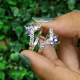 thumbnail image 3 of 0.59CT Tanzanite and White Diamond Ring Guard- Wedding Ring Jacket in 925 Sterling Silver, 3 of 5