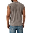 thumbnail image 4 of Patriotic Men's Sleeveless Tee with 250 Years Freedom Graphic and Classic American Flag Design Featuring Vintage Distressed Look Crew Neck Cut Light Brown L, 4 of 4