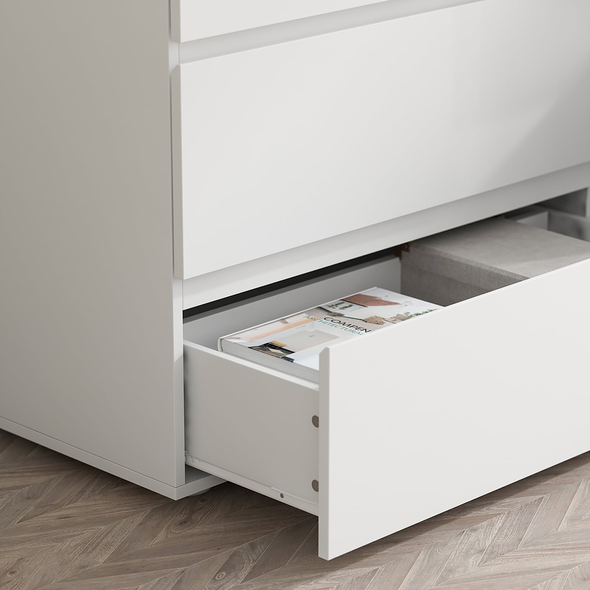 MONSLIPA 6 Drawer Dresser for Bedroom, Storage Organizer Chest of Drawers for Living Room Hallway Entryway, White