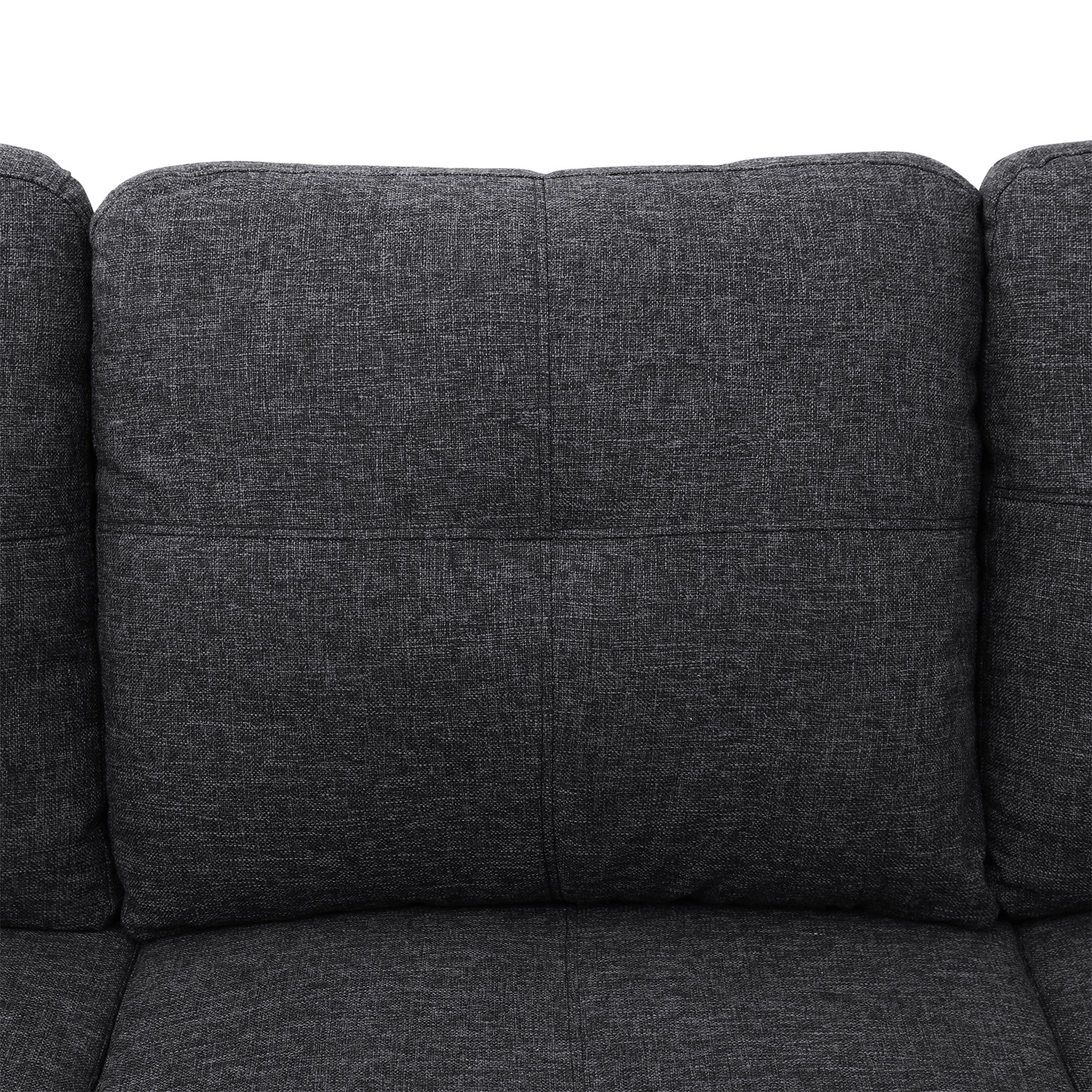 Aukfa 97" Classic Sectional Sofa 4 Seat L shape Couch with Oversized Right Chaise for Living Room, 2Pillows, Linen, Black Gray