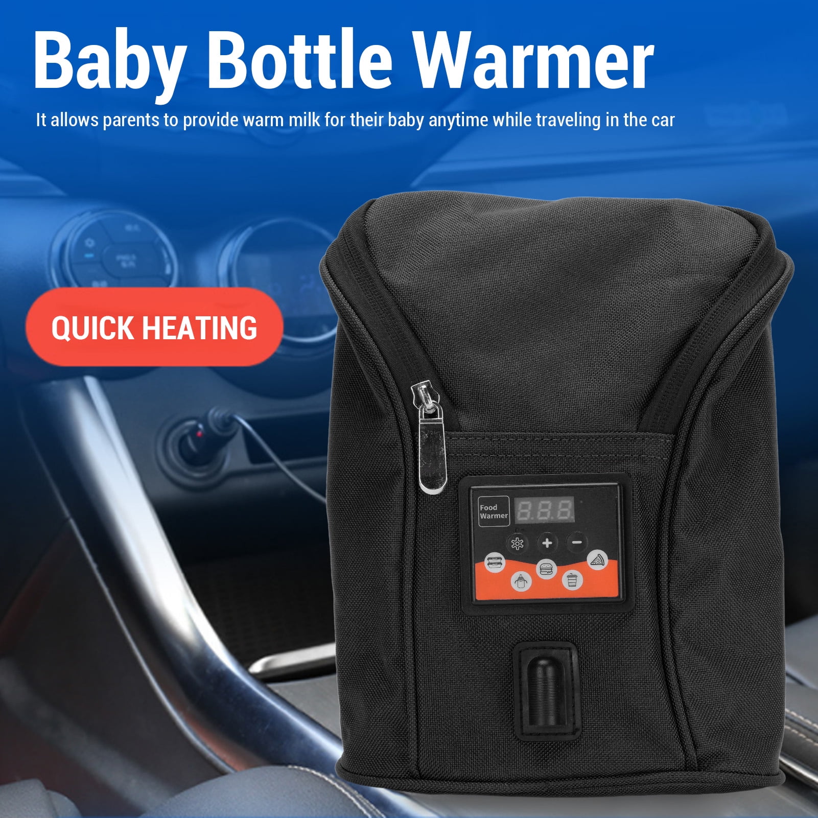 BIMZUC Premium Cordless Baby Bottle Warmer Bag Portable Insulated Breastmilk Heater with Adjustable Temperature Control for Car Outdoor Travel and Night Feeding Needs, Perfect for Newborns, Black