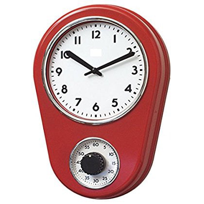 Retro Kitchen Timer Wall Clock, Red. By Lily's Home - Walmart.com