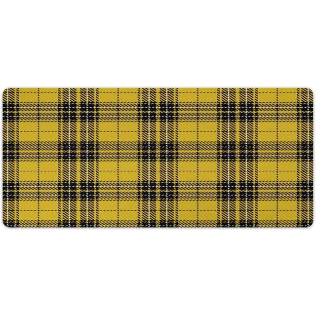 Mouse Pad Yellow Tartan Plaid Premium WaterResistant Mousepad NonSlip Rubber Base with Stitched Edges Perfect for Computers, Laptops, and Gaming Extended Size 40x90cm