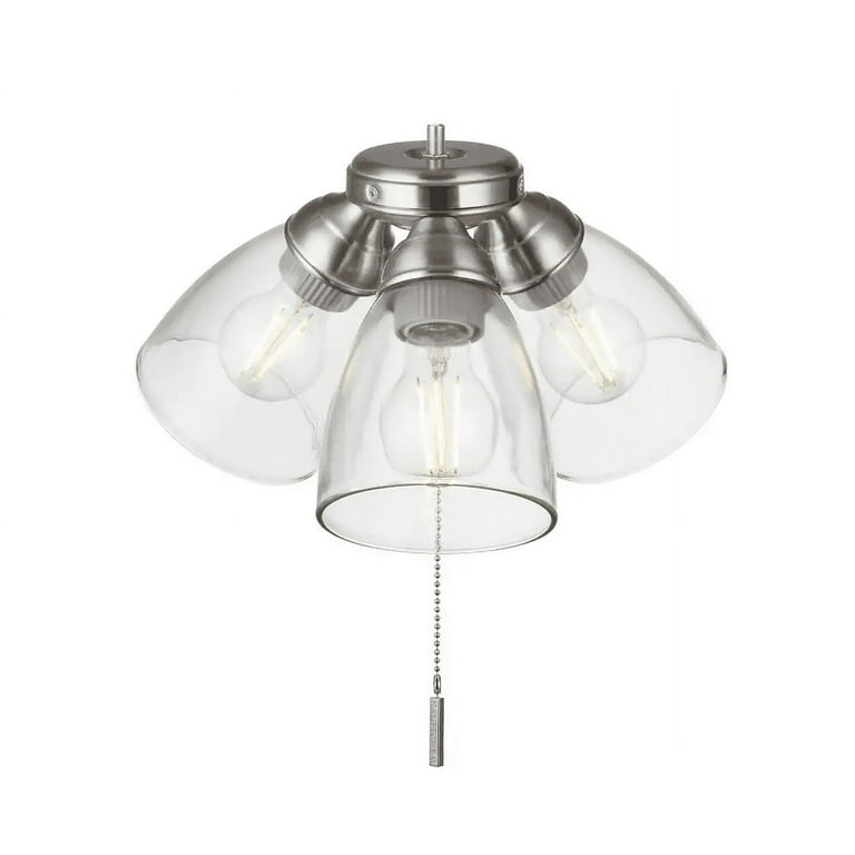 3-Light Brushed Nickel Ceiling Fan Bowl Fitter LED Light Kit 3-Light Brushed Nickel Ceiling Fan Bowl Fitter LED Light Kit