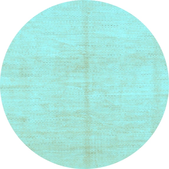 Ahgly Company Indoor Round Solid Light Blue Modern Area Rugs, 7' Round