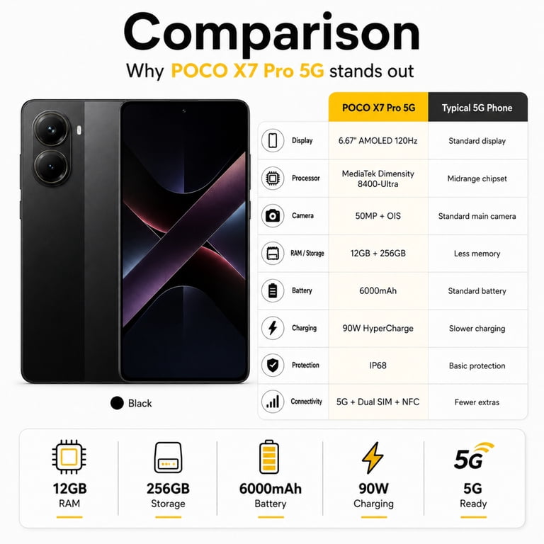 り*こ様 POCO X7Pro 5G ブラック 本体 Xiaomi Poco X7 PRO 5G 256GB ROM 12GB RAM Dual SIM GSM Unlocked