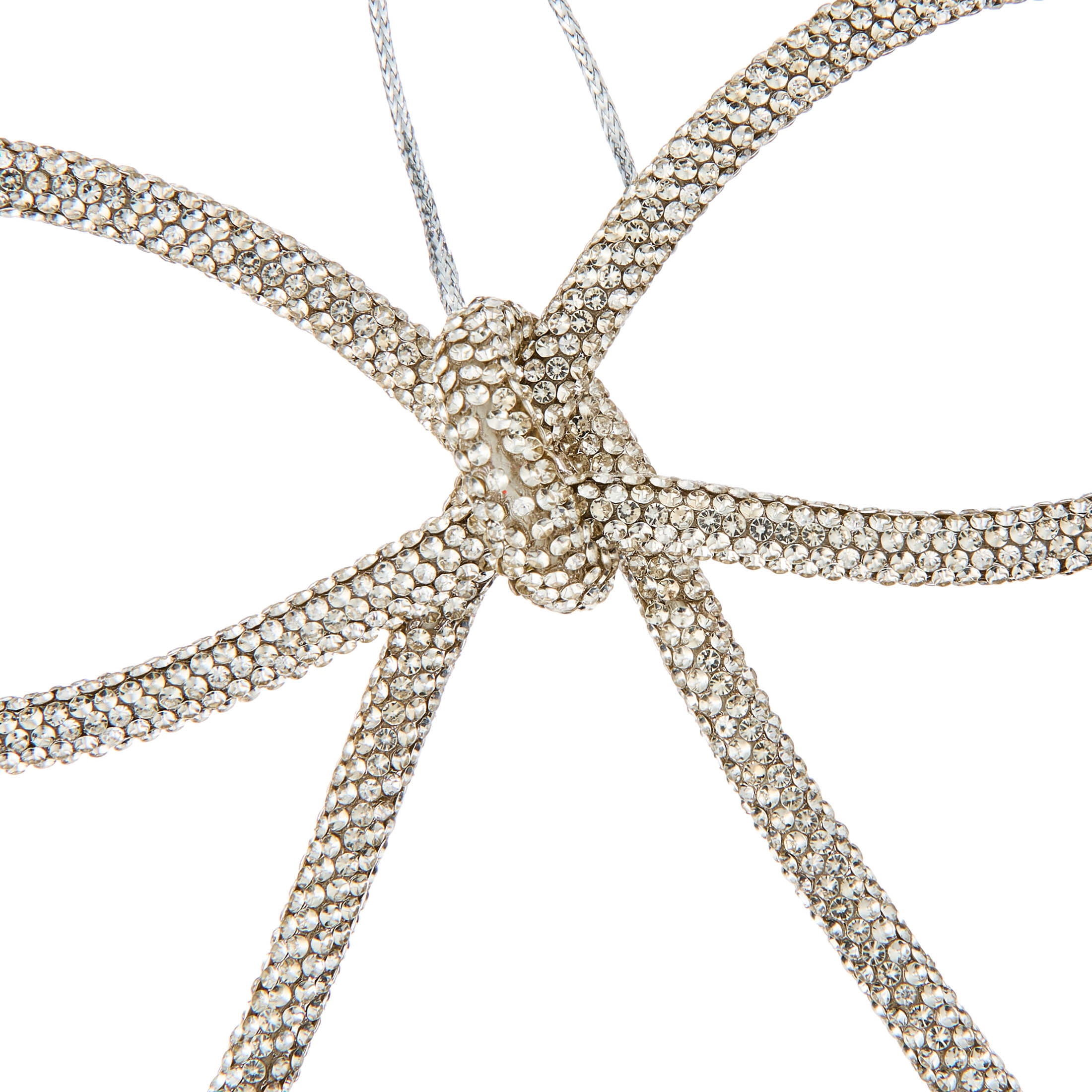 My Texas House 2-Count Silver Crystal Bow Christmas Ornaments, 6"