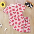thumbnail image 2 of Toddler Baby Girls Summer Outfits Short Sleeve Cartoon Print T-Shirt Tops & Shorts Sets 2pcs Baby Girls Summer Clothes For 1t 2t 3t 4t 5t 6t 7t Children,Knit 7-8 Years, 2 of 3