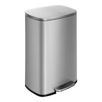FOA Ament 13 Gallon Stainless Steel Step Foot Pedal Trash Can in Silver