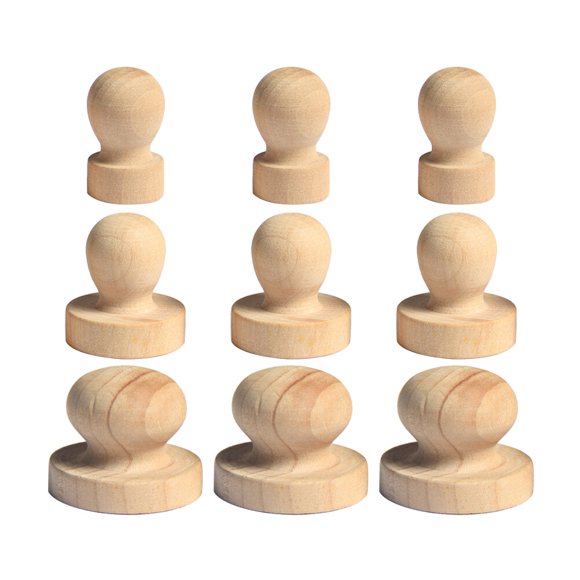 9Pcs Beige Unfinished Wood Stamp Handle for Scrapbooking and Greeting Cards