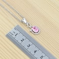thumbnail image 3 of 925 Silver Jewelry Set for Bride Romantic Jewelry Pink Cubic Zirconia Earrings Open Ring Pendant Chain Bracelet Set, 3 of 6