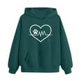 thumbnail image 4 of fnnxnal Girls Kids Green Tracksuit Set - 2-Piece Casual Athletic Hoodie & Sweatpants, 100% Polyester Soft Cute Paw Print Heart Outfit for 2-13 Years,Size 11 T, 4 of 6