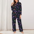 thumbnail image 2 of Honeii Colorful Vintage Cactuses print Women's Pajama Sets Long Sleeve Button Down Sleepwear Nightwear Soft Pjs Lounge Sets-Large, 2 of 7