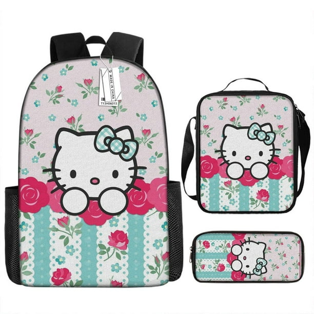 unids/set niños Sanrio Hello Kitty mochila estuche para lápices bolso cruzado arnés de cojín de aire impermeable protección de la columna vertebral mochila escolar hola suerte unisex