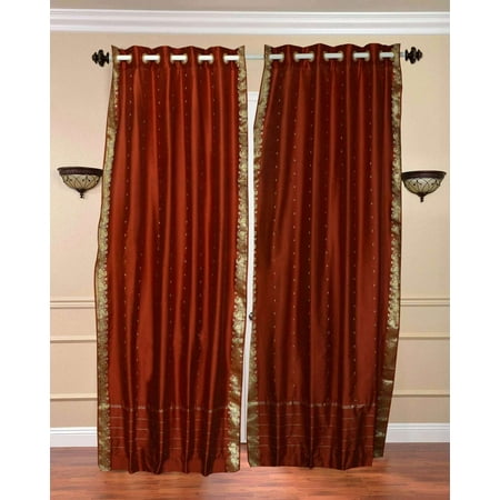 Rust Ring Top Sheer Sari Curtain Drape Panel Piece Walmart Com